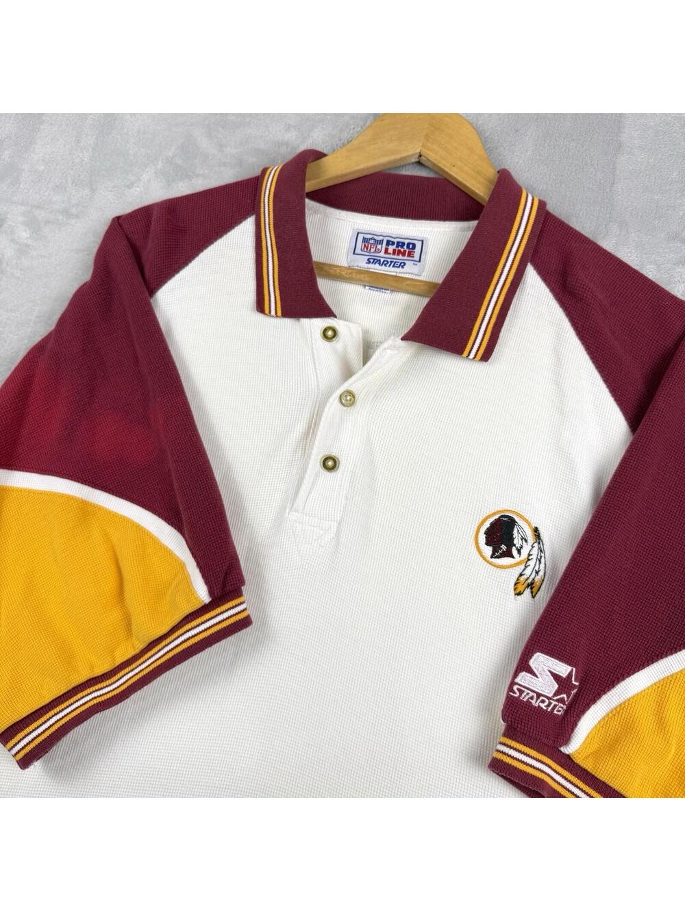 Vintage Starter Washington Redskins Polo Shirt Mens XL NFL Pro Line Thermal Y2K